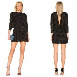 LPA Letizia Mini Dress in Black With Crystal Rhinestone Accents Bling Baddie M